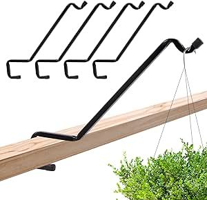 4 Pack Metal Deck Rail Plant Hook- Extended Angled Deck Hanger Heavy Duty Rail Deck Hook Deck Bird Feeder Hanger for Planters Lanterns Wind Chimes, Fits 2" × 4", 2" × 6", 2” × 8" Wooden Deck Railings Angled Deck, Bird Feeder Hangers, Metal Deck, Plant Hooks, Wooden Deck, Wooden Decks, Deck Railings, Bird Feeder, Home Decor Furniture