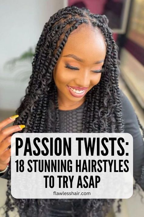 Long Passion Twists With Curls Passion Twists Hairstyle With Curls, Passion Twists With Curls, Concert Hairstyle, Passion Twists Hairstyle, Concert Hairstyles, Passion Twists, Two Strand Twists, Stunning Hairstyles, Boho Look