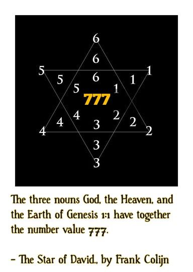 The three nouns God, the Heaven and the Earth of Genesis.11 have together the number value 777. - The Star of David., by Frank Colijn, Memb Star Of David Meaning, Signs And Symbols Meaning, Star Meaning, Genesis 11, Gods Plan Quotes, The Star Of David, Number Value, Value Quotes, Sacred Science