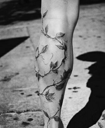 Mens Ivy Tattoo, Masculine Vine Tattoo, Hand Vines Tattoo, Creepy Vine Tattoo, Black And White Leaves Tattoo, Blackthorn Tree Tattoo, Black And White Vine Tattoo, Vines Tattoo Men, Vines Neck Tattoo