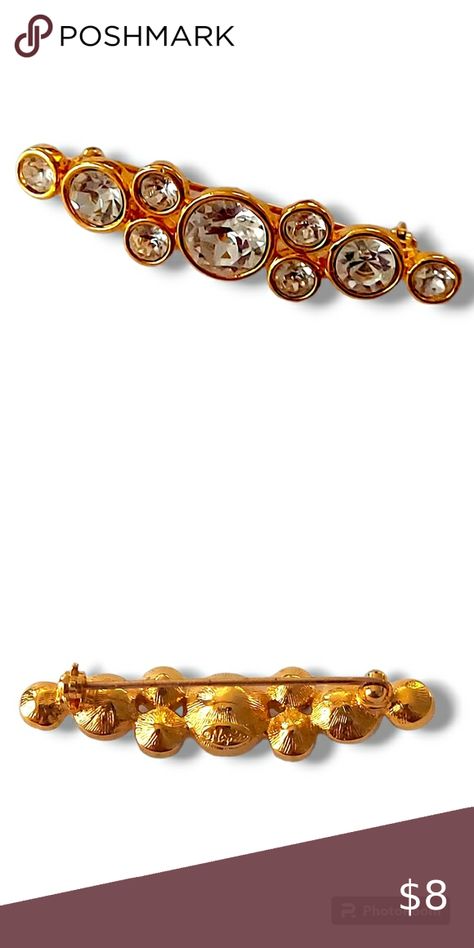 Napier Sparkling Pin Rhinestone Bar Brooch Bar Brooch, Napier Jewelry, Sparkling Crystal, Clear Rhinestones, Pin Brooch, Crystal Clear, Crystal Rhinestone, Brooch Pin, Gold Tones