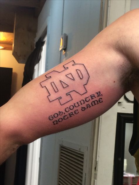 God, Country, Notre Dame Notre Dame Tattoos Football, Notre Dame Tattoo, Notre Dame Tattoos, Notre Dame Wallpaper, Small Dope Tattoos, Noter Dame, Basic Tattoos, S Tattoos, Notre Dame Football