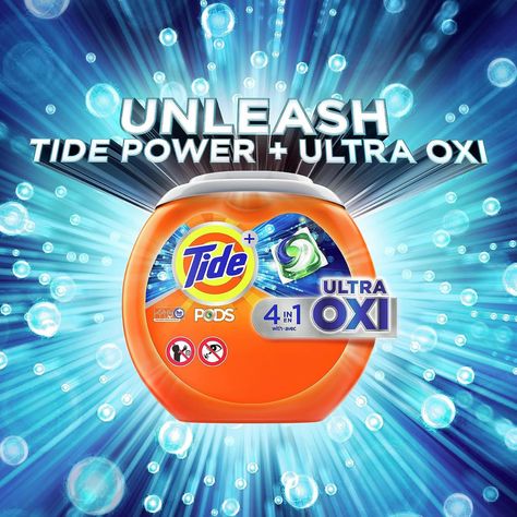 Amazon.com: Tide PODS 4 in 1 Ultra Oxi Laundry Detergent Soap PODS, High Efficiency (HE), 61 Count : Health & Household Laundry Detergent Brands, Laundry Detergent Pods, Tide Detergent, Detergent Brands, Scented Laundry Detergent, Tide Pods, Laundry Pods, Laundry Solutions, Liquid Laundry Detergent