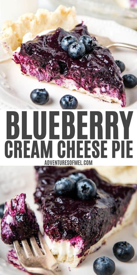 Blueberry Cream Cheese Pie, Cream Cheese Pie Recipes, Blueberry Pies, Easy Blueberry Pie, Blueberry Goat Cheese, Fresh Blueberry Pie, Blueberry Cream Pies, Blueberry Desserts Recipes, Desserts Table