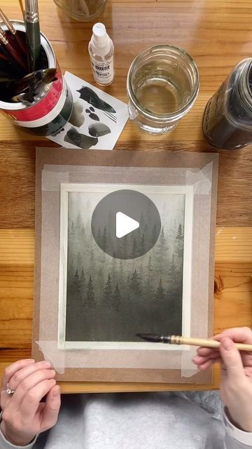 Using water and gravity to create a moody misty pine tree watercolor painting Tree Forest Painting, Misty Forest Painting, Pine Tree Watercolor, Watercolor Pine Tree, Pine Tree Forest, Tree Watercolor Painting, Learning And Growing, Being An Artist, Tree Watercolor