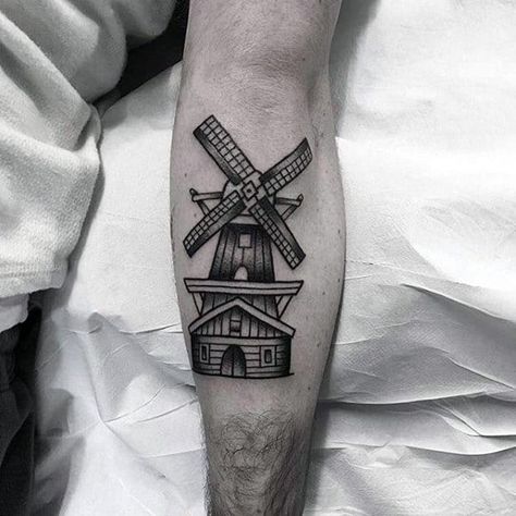 50 Windmill Tattoo Designs For Men - Rotational Ink Ideas Holland Tattoo Ideas, Dutch Tattoo Ideas, Windmill Tattoo, Dutch Tattoo, Traditional Tattoo Man, Amsterdam Tattoo, Neotraditional Tattoo, Food Tattoos, Dad Tattoos