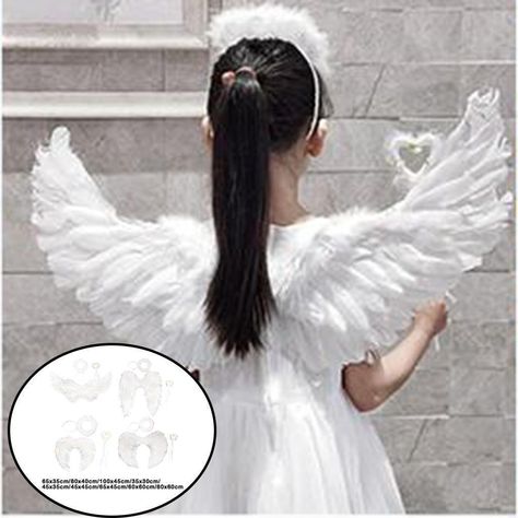 Kids Angel Wings, Carnival Props, Masquerade Carnival, Feather Angel Wings, Angel Feathers, Angel Costume, Dekor Diy, Costume Parties, Feather Wings