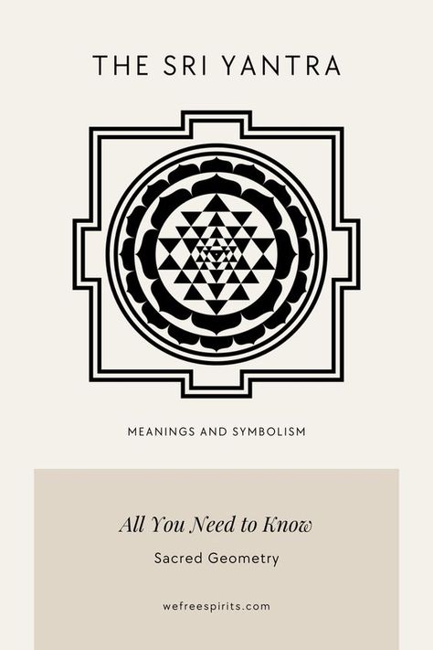 Learn all you need to know about the Sri Yantra, one of the most profound symbols in Sacred Geometry. Discover its hidden meanings & symbolism. #sriyantra #sacredgeometry Sri Chakra Tattoo, Sri Yantra Meaning, Book Of Solomon, Sacred Geometry Meanings, Collective Logo, Yantra Tattoo, Scared Geometry, Sri Chakra, Shree Yantra