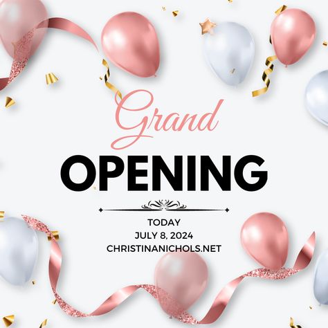 Grand Opening! 
Welcome to ChristinaNichols.net
Together we will INSPIRE, GROW, CULTIVATE, SHARE, LOVE, EXPRESS, and DELIGHT in life for we are only given ONE!
Thank you for joining me on this Journey! I hope you enjoy the ride. Feel free to browse my blog, my craft store and sign up for the weekly email blasts. So, you don't miss a thing.
Happy Monday lets make it a GREAT one. #grow #feelfree #greatone #grandopening #sharelove #motivationmonday Email Blast, Love Express, Enjoy The Ride, Opening Soon, Craft Store, Miss A, Grand Opening, Happy Monday, Monday Motivation