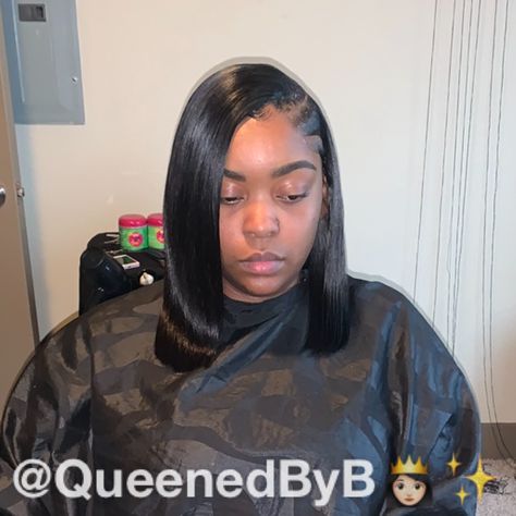 Leave Out Sew In Weave Side Part Bob, Leave Out Sew In Weave Side Part Short, Edges Black Hair, Side Part Long Bob, Sew In Side Part, Black Hair Straight, Nail Options, Side Part Bob, Nails Birthday