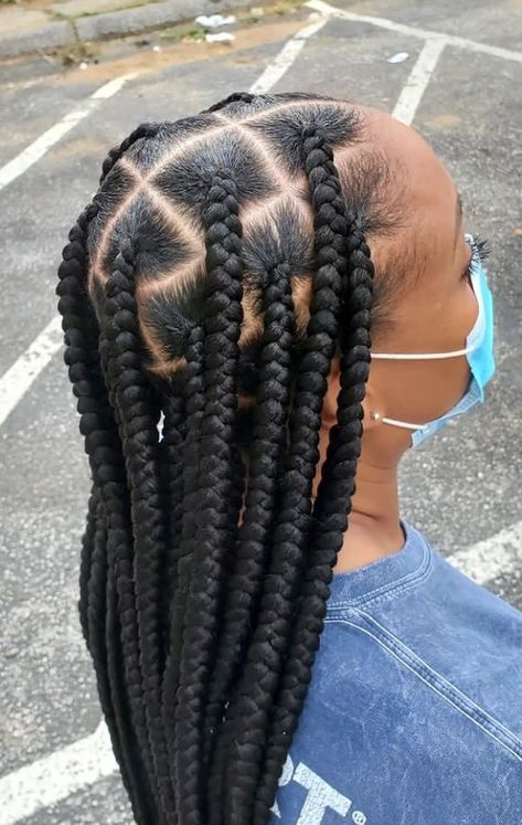 Female Braids Hairstyles, Knotless Box Braids Tutorial, Female Braids, Box Braids Jumbo, Thick Box Braids, Hair Box Braids, Box Braids Tutorial, Braid Your Hair, Braids Jumbo