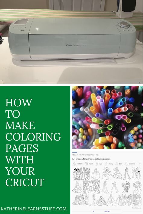 Learn how to make coloring pages with your Cricut! Quick and easy! and your kids can do it too! Cricut Coloring Pages, How To Make A Coloring Book, Diy Coloring Book, Diy Coloring Books, Cricket Ideas, Ebook Writing, Cricut Tips, Princess Coloring Pages, Create Drawing