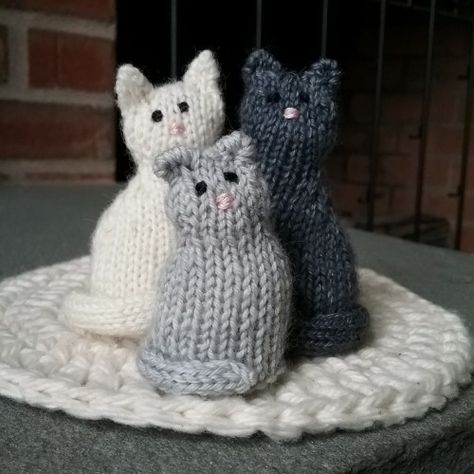 Tiny Window, Kat Haken, Easy Knitting Projects, Animal Knitting Patterns, Knitted Cat, Knitting Patterns Toys, Knitted Animals, Crochet Cat, Free Knitting Pattern