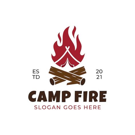 Vintage retro logo design of bonfire cam... | Premium Vector #Freepik #vector #logo #wood #template #fire Wood Template, Woodcut Printing, Timeless Logo Design, Fire Logo, Tree Logo Design, Retro Logo Design, Beautiful Logos Design, Fire Flame, Camp Fire