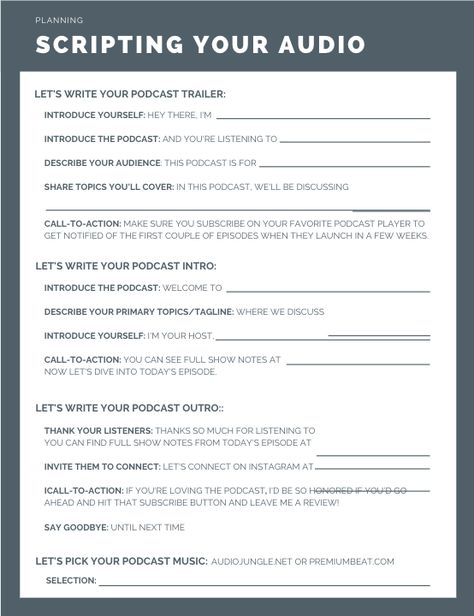 Podcast To Do List, Podcast Formatting, Self Help Podcast Topics, Content Ideas For Podcast, Popular Podcast Topics, Podcast Outline Template Free, How To Write A Podcast Episode, Podcast Introduction Script, Podcast Content Planner