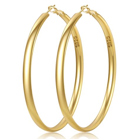 PRICES MAY VARY. ⭐【Simplicity Gold Hoop Earrings】Thick gold hoop earrings have silky, smooth lines and a full sense of luxury. Movement and stillness depend on each other, showing an elegant and warm texture, giving you a unique aura. Handcrafted high polish big gold hoop earrings that stay shiny for a long time so you always stand out from the crowd! It can be integrated into daily looks or add a sense of ceremony to grand occasions. 💎【Hypoallergenic Gold Hoop Earrings for Women】Classic large Big Chunky Gold Hoop Earrings, Cute Gold Hoop Earrings, Pretty Gold Earrings, Gold Earrings Hoops, Big Earrings Gold, Big Gold Hoop Earrings, Large Gold Hoop Earrings, Gold Hoops Earrings, Thick Gold Hoop Earrings