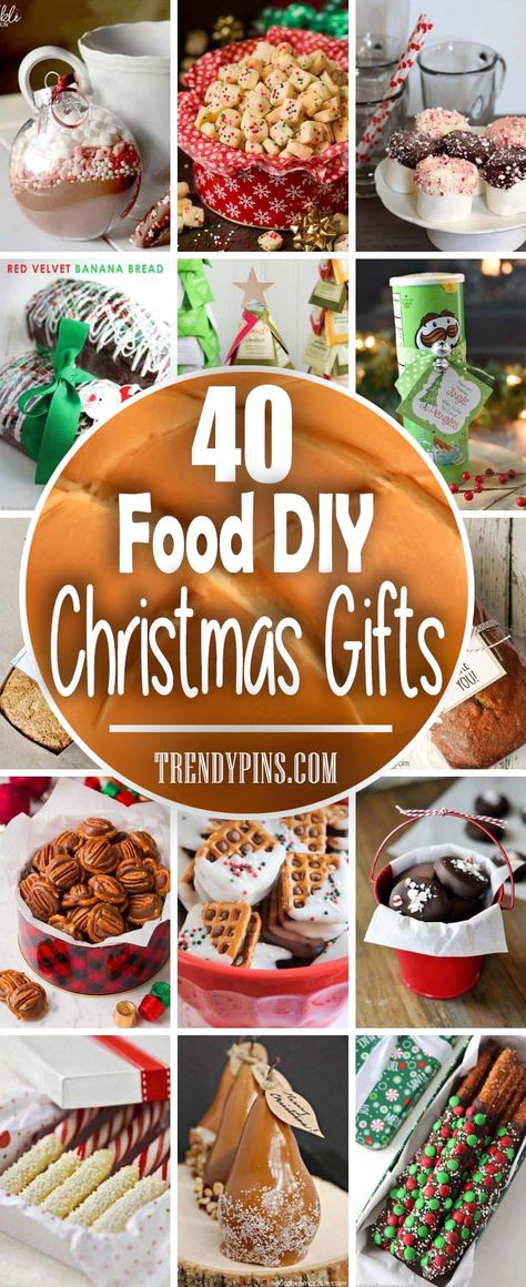 Christmas Treat Recipes For Gifts, Food Presents Christmas, Holiday Snack Gifts, Baked Good For Christmas Gifts, Homemade New Years Gifts, Easy Homemade Food Gifts For Christmas, Christmas Snacks For Gifts Easy Diy, Food As Gifts For Christmas, Holiday Treat Gift Ideas