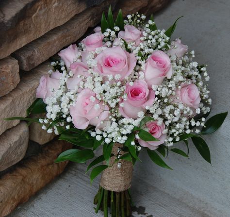 Baby's Breath Bridal Bouquet, Wedding Vows Quotes, Pink Rose Wedding Bouquet, Vows Quotes, Bride's Bouquet, Bridesmaids Bouquet, Pink Rose Bouquet, Babies Breath, Rose Wedding Bouquet