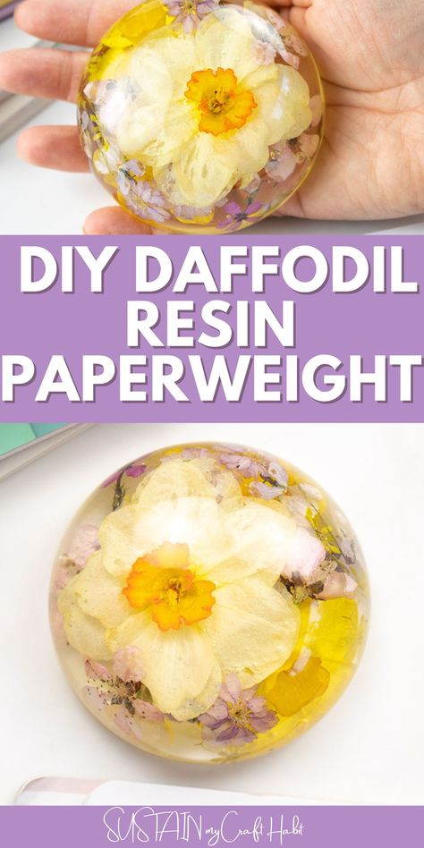 Do you love flowers and want to preserve their beauty in a unique way? If so, then you're in luck because we have the perfect DIY project for you – daffodil resin paperweights! Resin Paperweights, Sellable Crafts, Fall Crafts For Adults, Craft Workshop, Craft Projects For Adults, Diy Crafts For Adults, Easter Egg Crafts, Dried Rose Petals, Resin Ideas