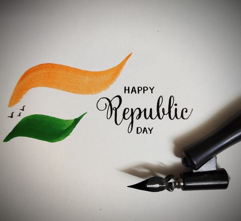 Republic day Happy Republic Day Calligraphy, Republic Day Calligraphy, Slogan Writing, Independence Day Drawing, Lettering Guide, Happy Republic Day, Calligraphy For Beginners, Diwali Decor, Nature Art Painting