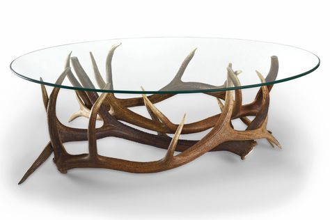 Antler Coffee Table | ROOM Antler Coffee Table, Antler Furniture, Camo Rooms, Mountain Cabin Decor, Antler Ideas, Side Table Round, Antler Decor, Antler Lights, Antlers Decor