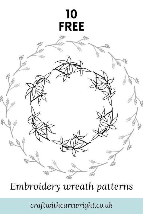 Are you looking for some modern embroidery wreath patterns? These are perfect for a beginner, quick and simple to use. Download the free printable floral easy patterns. Full of flowers, ideal for hand embroidery. Grab yours for free and stitch something with a vintage vibe. Hand Embroidery Wreath, Embroidery Wreath Pattern, Embroidery Wreath, Ith Machine Embroidery, Birds Embroidery Designs, Easy Patterns, Christmas Embroidery Patterns, Redwork Embroidery, Floral Embroidery Patterns