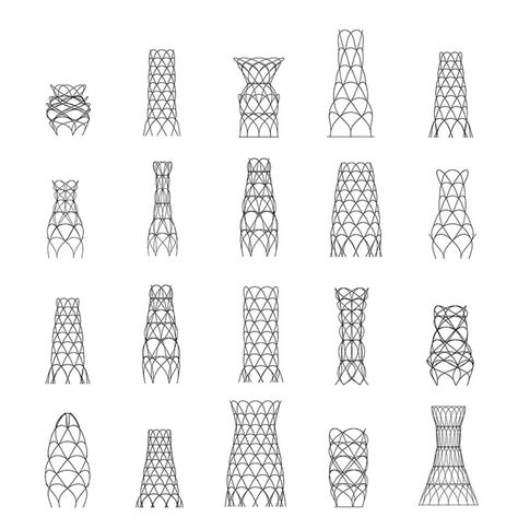 Structure Design Architecture, Growth Architecture Concept, Plants Structure, Tower Structure Architecture, Structural Model, Parametric Tower Grasshopper, Skyscraper Structure, Pavilion Design, Tower Design