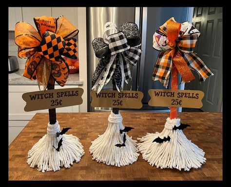 Dollar Tree-Diy’s,Crafting, and Inspirations | Witch’s broom daughter made for a class project. Diy Dollar Tree Witches Broom, Dollar Tree Witches Broom, Dollar Tree Plunger Witch Broom, Dollar Tree Plunger Crafts, Witches Broom Diy, Witch Broom Diy, Witch Broom Decor, Diy Witch Broom, Fall Broom