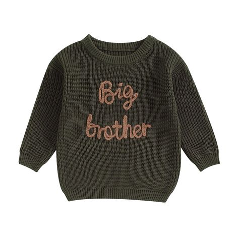 PRICES MAY VARY. MATERIAL: Our baby sweater is made of high quality 95% cotton and 5% polyester,ultra soft,skin-friendly,durable and not easy to deform,good breathability,and comfortable to wear DESIGN: Baby boys sweater is letter embroidery,crew neck,long sleeve design,loose fit,pretty and fashionable,can make your baby more cute and get more compliments OCCASIONS: toddler boy sweater is suitable for party,camp,travel,picnics,photograph,school,birthday,indoor,outdoor,halloween,christmas,thanksg Brother Matching Outfits, Boys Knit Sweaters, Toddler Outerwear, Sweatshirt Romper, Big Brother Little Brother, Baby Boy Sweater, Baby Boy Knitting, Brother Embroidery, Toddler Fall