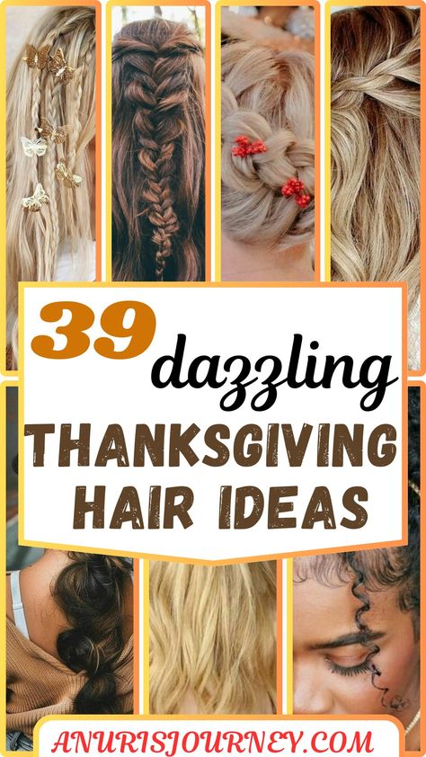 Thanksgiving Hairstyle Ideas. Thanksgiving Hair Ideas, Thanksgiving Hairstyle, Hairstyles For Thanksgiving, Mohawk Updo, Thanksgiving Hairstyles, Thanksgiving Hair, Braided Top Knots, Side Swept Curls, Large Curls