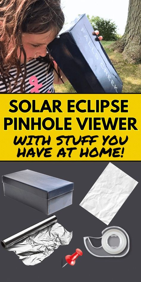 How To Make a Solar Eclipse Viewer - Easy DIY solar eclipse shoebox viewer for safely watching the solar eclipse. Fun STEM craft for kids or great for eclipse viewing ideas. Easy and safe pinhole viewer! #solareclipse #STEMcraft #craftsforkids #scienceforkids Solar Eclipse Crafts, Diy Solar Eclipse Viewer, Mindful Activities For Kids, Eclipse Activities, Solar Eclipse Activity, Solar Lunar, Eclipse Party, Science Technology Engineering Math, Solar System Projects