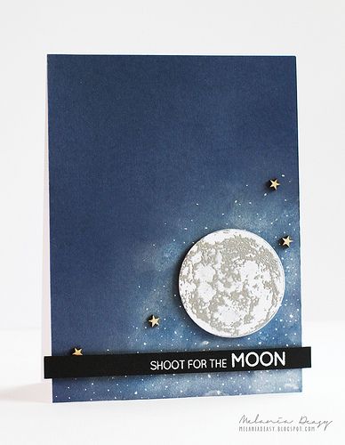 http://www.melaniadeasy.blogspot.com/2015/02/altenews-first-2015-release-blog-hop.html | Flickr - Photo Sharing! Moon Stamp, Shoot For The Moon, Altenew Cards, Unique Stamps, Good Luck Cards, Graduation Cards, Space Theme, Stamp Making, Moon And Stars