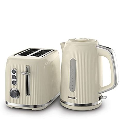 Cream Kettle, Breville Toaster, White Kettle, Kitchen Appliance Set, Kettle And Toaster Set, Kettle And Toaster, Cord Storage, Uk Homes, Studio Room