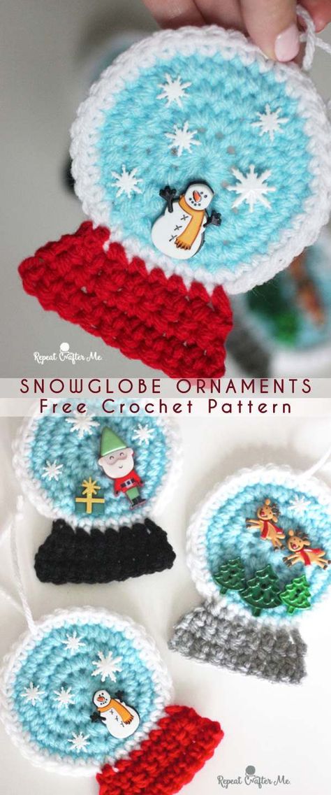 Crochet Snow Globe, Snowglobe Ornament, Snow Globe Ornament, Whimsical Christmas Decor, Skirt Diy, Crochet Xmas, Crochet Christmas Decorations, Globe Ornament, Crochet Ornaments