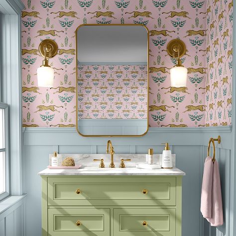 Bathroom paint ideas to welcome colour in the perfect finish Cloakroom Toilet Downstairs Loo, Cloakroom Wallpaper, All Black Bathroom, Bathroom Paint Ideas, Downstairs Wc, Cloakroom Toilet, Fun Bathroom, Bathroom Paint, Downstairs Loo