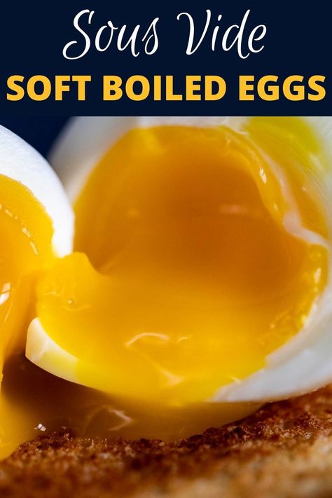 These sous vide soft boiled eggs are just egg perfection - perfectly set egg whites with a nice creamy, yolky, yolk. Easy to make, these eggs are restaurant egg quality! Using the sous vide cooker to make soft boiled eggs is totally next level cooking. It's not hard, but you will get the most amazing, perfectly cooked eggs. Sous Vide Soft Boiled Eggs, Sous Vide Eggs, Soft Boiled Eggs Recipe, Salt Block Cooking, Just Egg, Boiled Egg Recipes, Boiled Dinner, Ramen Egg, Sous Vide Egg