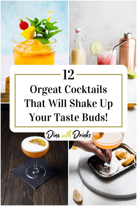 Collage of 4 orgeat cocktails. Mocktail With Orgeat, Cocktails With Orgeat, Drinks With Orgeat Syrup, Orgeat Cocktails Recipe, Orgeat Syrup Cocktails, Falernum Cocktail, Orgeat Cocktail, Almond Cocktails, Almond Syrup