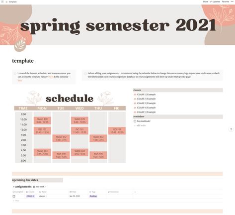 21 Aesthetic Notion Dashboards From The Community College Schedule Template Aesthetic, Notion Themes Aesthetic, Notion College Dashboard, Notion Schedule Idea, Notion Classes Page, Timetable Template Aesthetic, Notion Schedule, College Notion Template, 21 Aesthetic