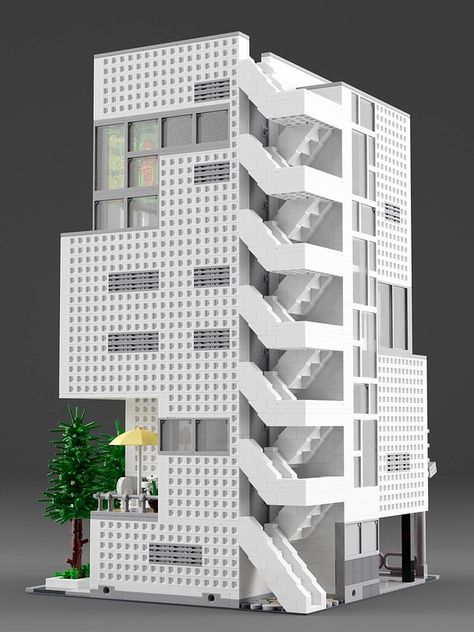 Lego Architecture Building, Star Wars Lego, Lego Display, Town Building, Interior Architecture Drawing, Awesome Lego, Brick Loft, Lego Modular, Lego Pictures