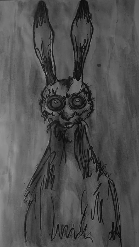 Scary Bunny Drawing, Creepy Rabbit Drawing, Creepy Bunny Drawing, Rabbit Mochi, Bunny Person, Hare Sketch, Scary Rabbit, Zombie Rabbit, Scary Bunny