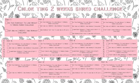 Chloe ting 2 weeks shred challenge Calendar 2 Week Shred Challenge, 2 Week Shred, Challenge Calendar, Chloe Ting, Lunch Smoothie, Beginner Workout At Home, At Home Workout Plan, Beginner Workout, Easy Workouts