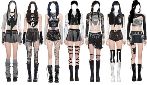 Dance Performance Outfits, Edit Png, Kpop Concert Outfit, Preformance Outfits, Dress Design Sketches, Mode Kpop, Fishnet Stockings, Fashion Inspiration Design, Outfit Maker