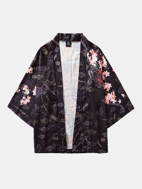 Men
 Two Pieces Outfits Japan Dragon, Gilet Kimono, Dragon Rouge, Male Kimono, Cardigan Kimono, Style Japonais, Sleeve Men, Japanese Streetwear, Print Kimonos