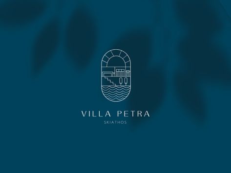 Villa Petra Brand Identity on Behance Villa Logo, Greek Villas, Skiathos, Real Estate Logo, Graphic Design Lessons, The Hills, Luxury Villa, Graphic Design Logo, In Design