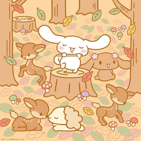 Cinnamoroll celebrates Autumn (Sanrio) Fall Wallpaper, First Day, Hello Kitty, Kitty, Animals