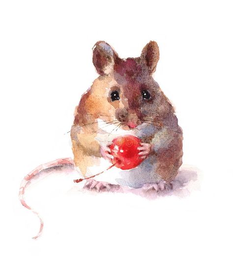 Quirky Watercolor, Heaven Book, Watercolour Christmas, Mouse Illustration, Watercolor Lessons, Watercolor Art Lessons, Cute Mouse, Watercolor Inspiration, Watercolor Animals