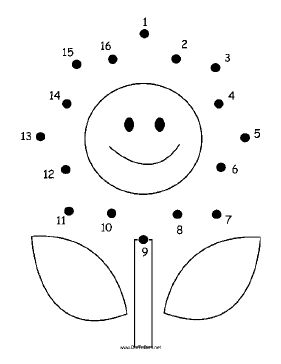 The happy flower in this printable dot to dot puzzle has a smiling face, two leaves and lots of petals. It is perfect for people who like flowers or gardening. Free to download and print Smiling Flower, Dot To Dot Puzzles, Babysitting Ideas, Nursery Worksheets, Turkey Project, Wedding Activity, Primary Ideas, Dot Worksheets, Kids Worksheets Preschool