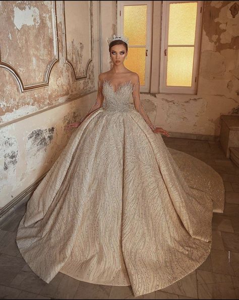 Pretty Homecoming Dresses, Puffy Wedding Dresses, Be A Queen, Sparkle Prom Dress, Beaded Wedding Gowns, Handmade Wedding Dresses, Golden Dragon, Fancy Wedding Dresses, Cute Wedding Dress