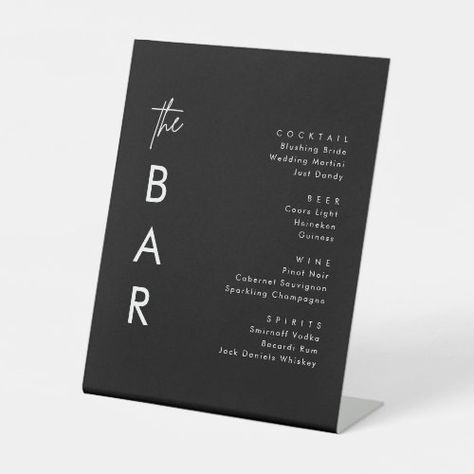 $14.31 | Minimalist Black Wedding Bar #wedding table menu, simple wedding menu, minimalist menu, reception menu, wedding menu cards, bar menu, wedding drink menu, alcohol menu, black wedding, wedding bar sign Minimalist Black Wedding, Alcohol Wedding, Menu Minimalist, Simple Wedding Menu, Wedding Table Menus, Wedding Bar Menu Sign, Wedding Drink Menu, Signage Ideas, Wedding Drinks