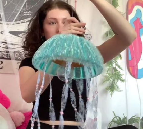 Dollar Tree DIY Room Decor Diy Jelly Fish Decor, How To Make Jellyfish Decorations, Diy Hanging Jellyfish, Jellyfish Light Diy, Diy Underwater Decorations, Jellyfish Diy Decorations, Diy Jellyfish Lantern, Diy Octopus Decoration, Underwater Decorations